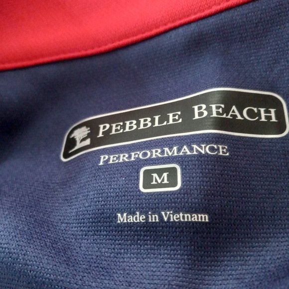 Pebble Beach Men’s Golf Jacket Med Navy Blue Red 1/4 Zip Pullover Performance - Picture 8 of 11
